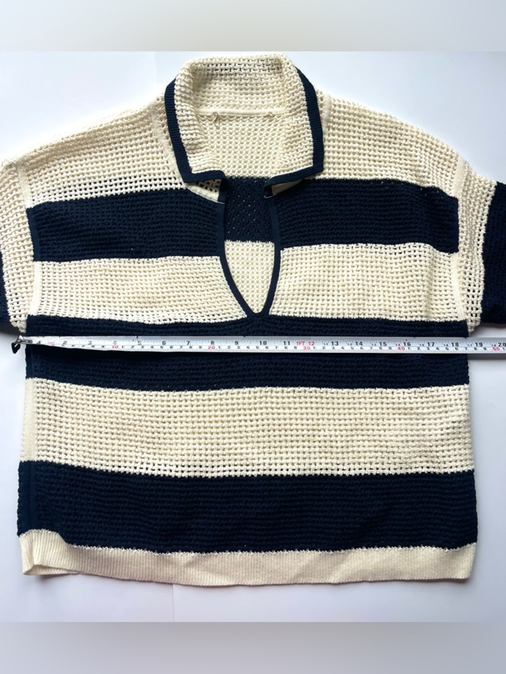 Vanessa Bruno Edaly Open Knit Polo Sweater Striped Cotton - Picture 5 of 10